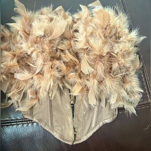 Bronze feathered corset top